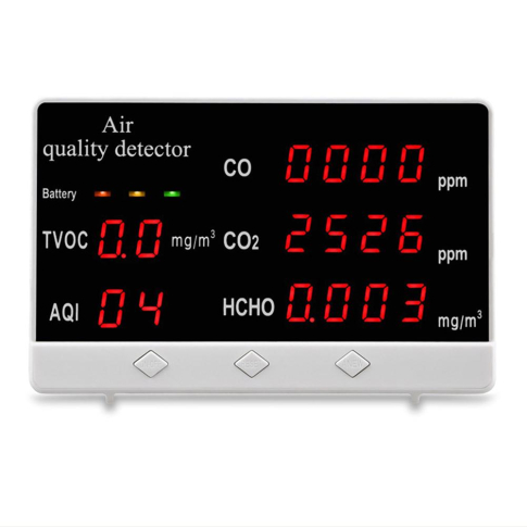 Анализатор качества воздуха 5 параметров CO/CO2/HCHO/TVOC/AQI