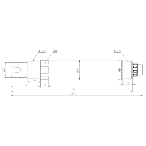 PHG-406-S Цифровой датчик pH (0-14pH, 0.01pH, 0-65C, 12-24В, 4-20mA, RS485, 316L, кабель 10м)