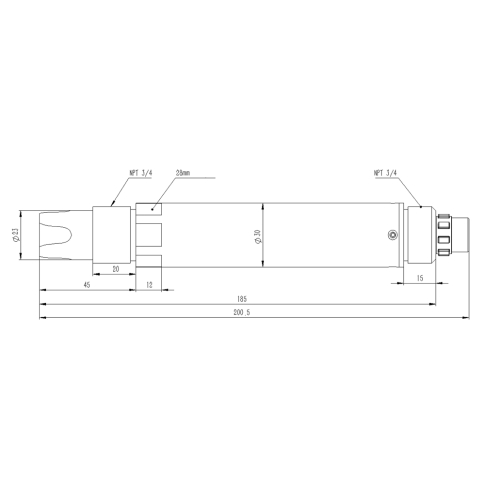 CL-406-S Цифровой датчик хлора (0-2 мг/л, 0.001 мг/л, RS485 Modbus RTU, 4-20мА, кабель 5м)