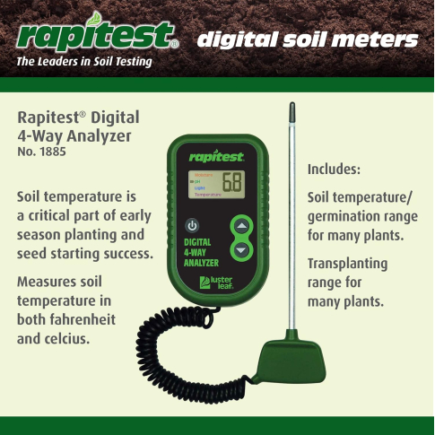Прибор контроля параметров почвы 4 в 1 Luster Leaf Rapitest 1885