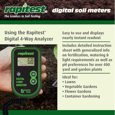 Прибор контроля параметров почвы 4 в 1 Luster Leaf Rapitest 1885