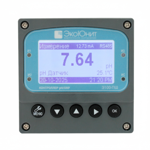 Э100-ПШ Промышленный pH/ОВП метр с выбором датчика (3 реле, RS-485, 4-20мА, 220В)
